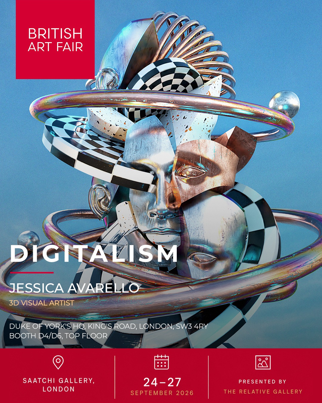 British Art Fair DIGITALISM poster for Jessica Avarello at Saatchi Gallery, London